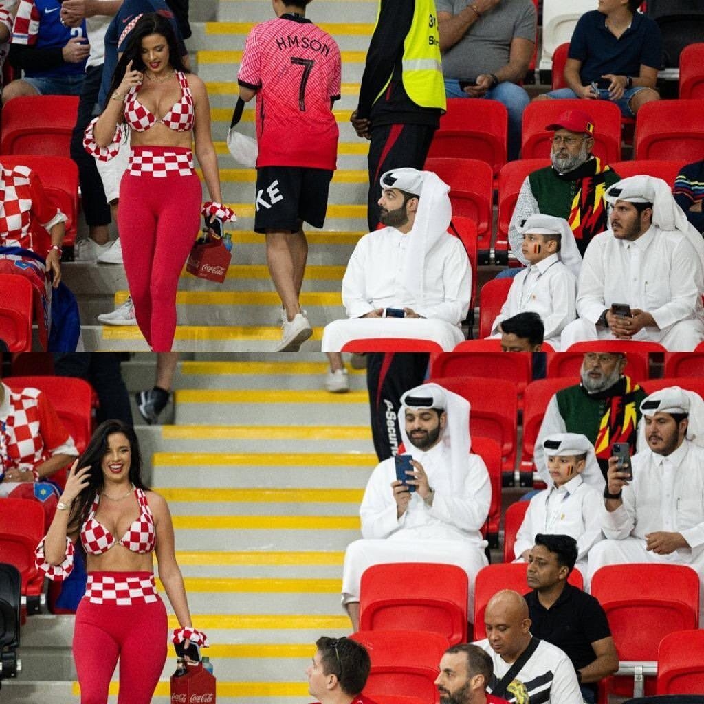 ملكة جمال كرواتيا ايفانا نول شبه عارية على شواطئ قطر دعما لفريق بلادها 